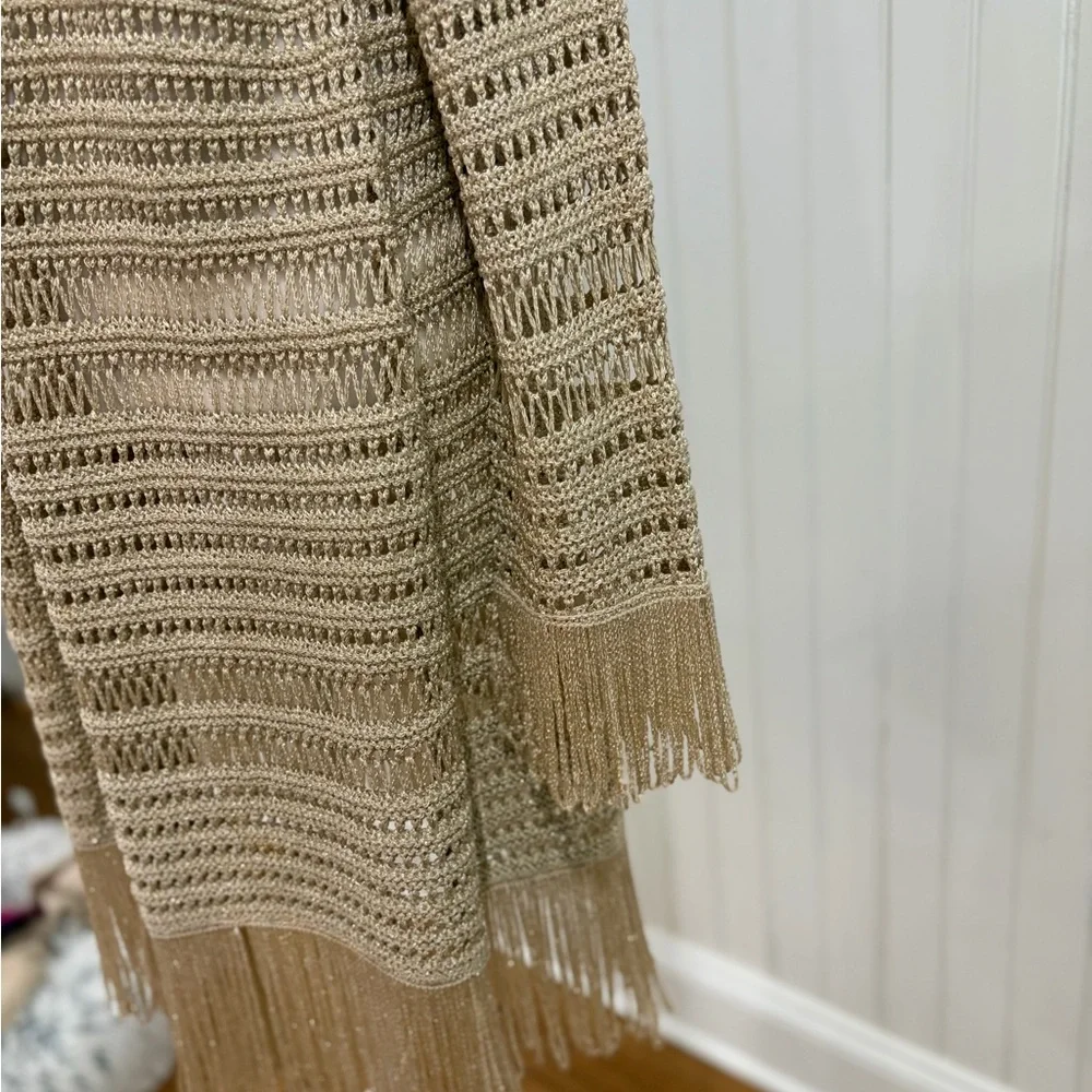 Gold Open-Knit Cardigan - Picture 5 of 6